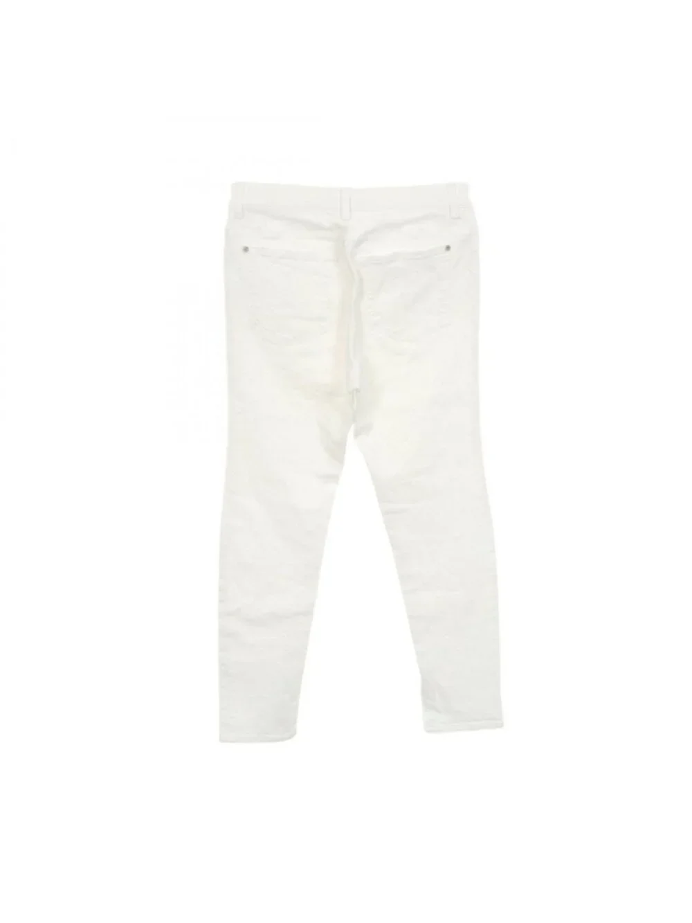 Chanel Denim Pants CC Logo Button Quilted Skinny Cotton